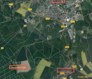 L'abbaye de l'Ouÿe sur le territoire des Granges-le-Roi. © Google Maps. Les Granges-le-Roi Google Maps
