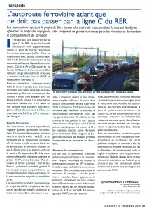 Sylvie MONNIOTTE-MÉRIGOT, "L'autoroute ferroviaire atlantique ne doit pas passer par la ligne C du RER", Liaison, magazine d'IDFE, n° 163, novembre 2014, p. 15. 2014-11 LIAISON Article ENE sur AFA