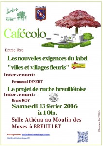 Cafécolo de Breuillet nature. Villes et villaes fleuris. Février 2016